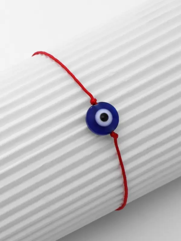 Браслет-оберег «Красная нить» талисман защиты, глазик от сглаза, синий, d=8 см