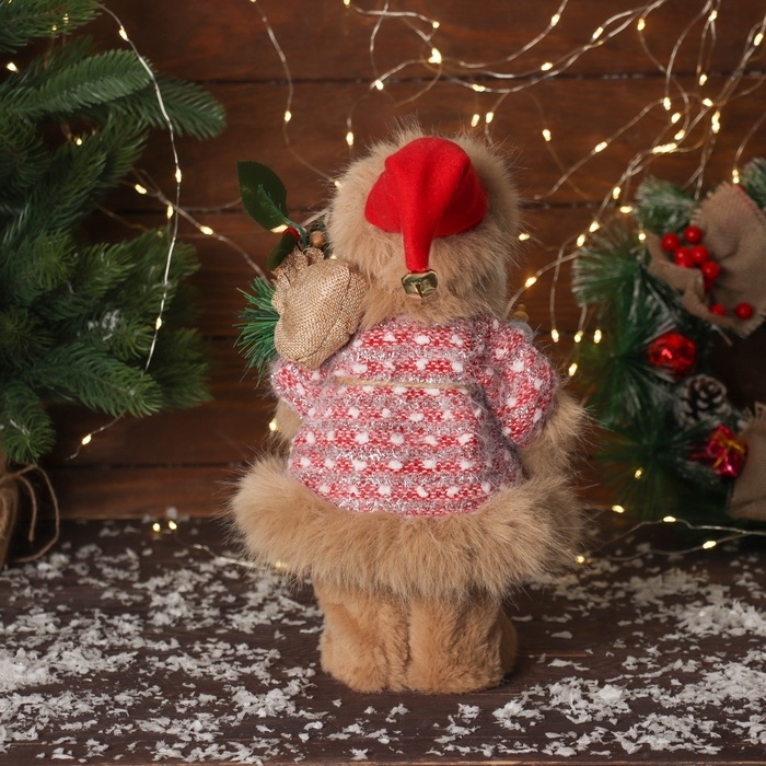 Дед Мороз  Дед Мороз "В пушистом вязаном костюме" двигается, с подсветкой, 30х19 см, красный