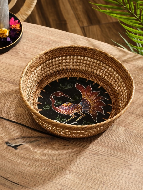 Корзинка плетеная ротанг "Павлин", 23х23х7 см, МИКС