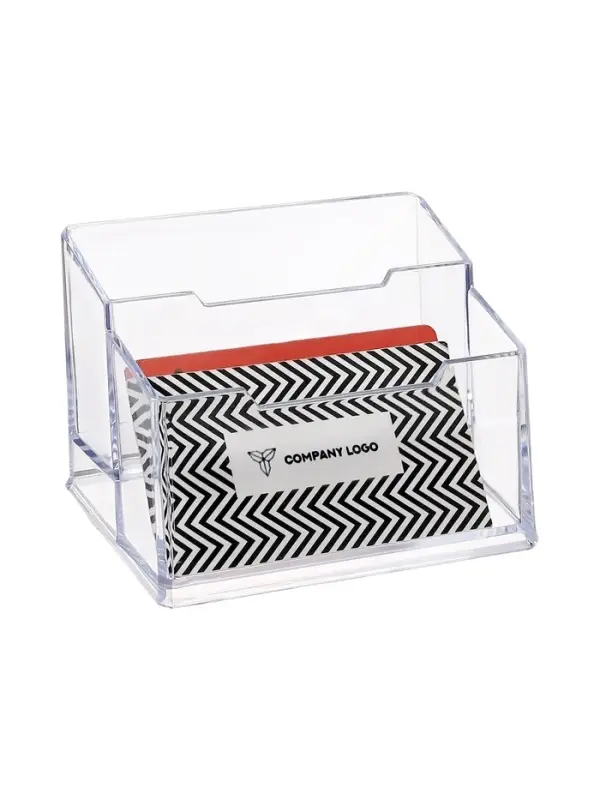 Подставка для визиток, прозрачная, 2 отделения