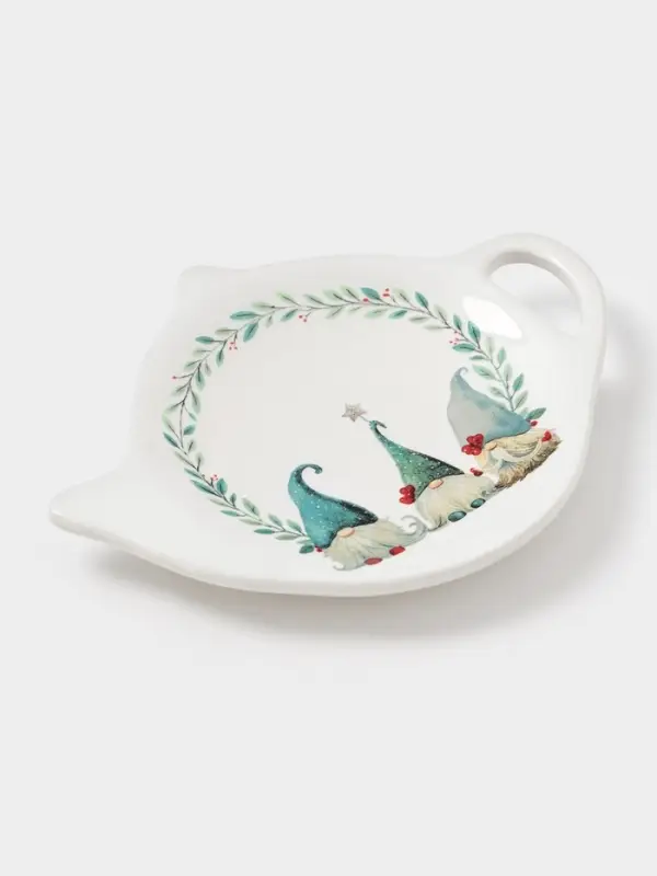 Подставка под чайный пакетик новогодняя Доляна «Домашние гномики», 12×9.4×1.7 см, доломит, белая Подставка под чайный пакетик новогодняя Доляна «Домашние гномики», 12×9.4×1.7 см, доломит, белая