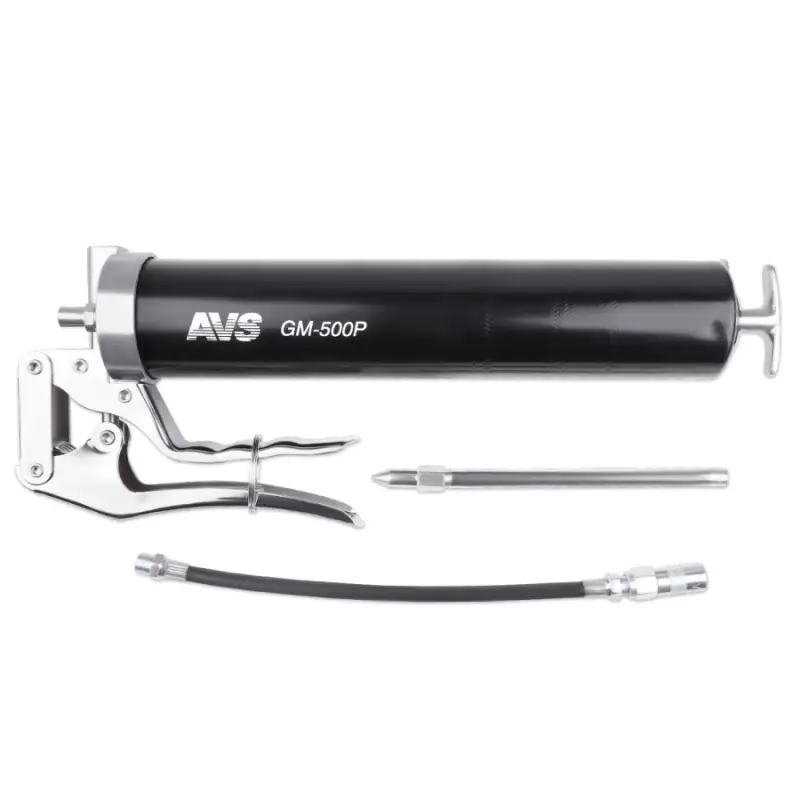 Шприц рычажно-плунжерный 500 мл для одной руки (гибкий шланг, трубка) под тубу AVS GM-500P