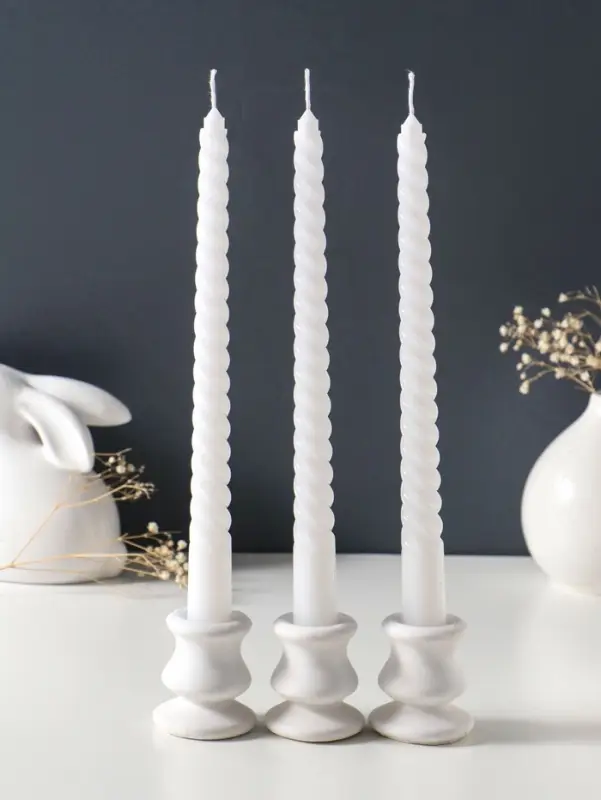 Набор свечей витых 25 см, 3 шт., 57 г, 5 ч, белый