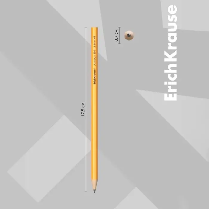 Карандаш чернографитный ErichKrause Amber 100, НВ, грифель d=2,2 мм, дерево, шестигранный, в тубусе Карандаш чернографитный ErichKrause Amber 100, НВ, грифель d=2,2 мм, дерево, шестигранный, в тубусе