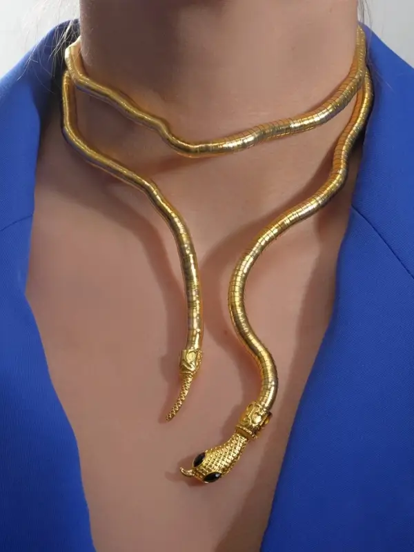 Колье-трансформер &laquo;Змея&raquo;, цвет чернёное золото, 90 см