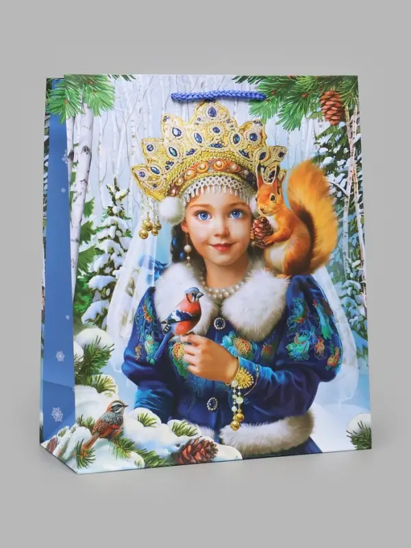 Пакет подарочный ламинированный &laquo;Зимний лес&raquo;, M 26&times;32&times;12 см