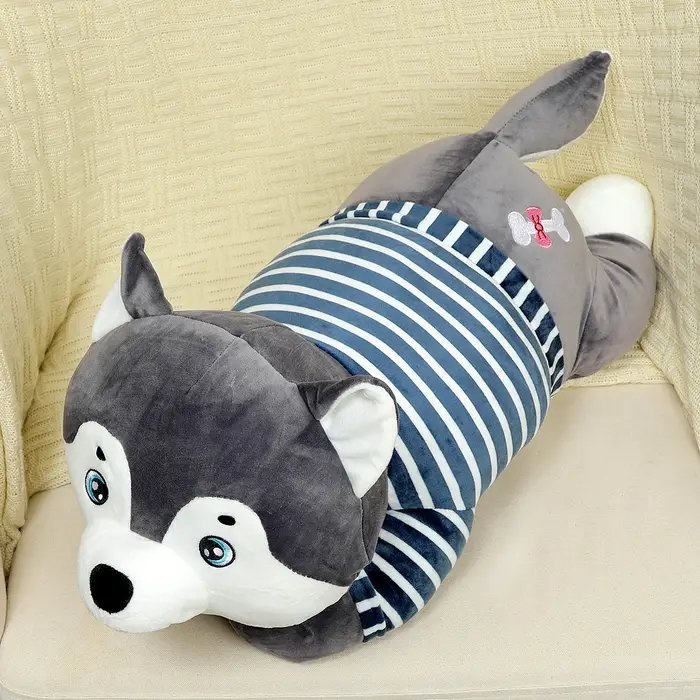 Мягкая игрушка &laquo;Хаски&raquo;, с пледом, 60 см, цвет серый