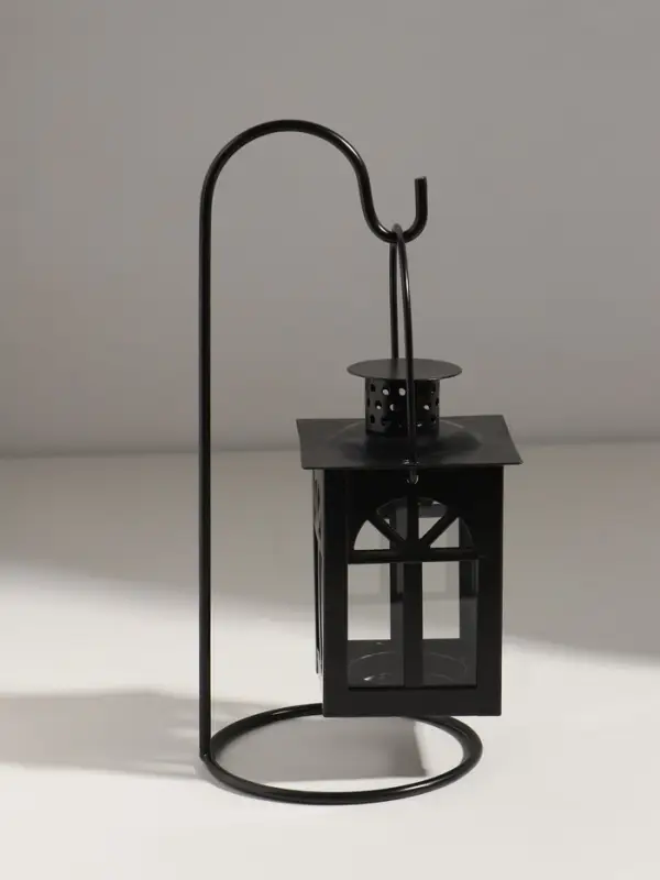 Подсвечник металл 1 свеча  Подсвечник металл 1 свеча "Фонарь с подставкой" черный 23,5х10х10 см
