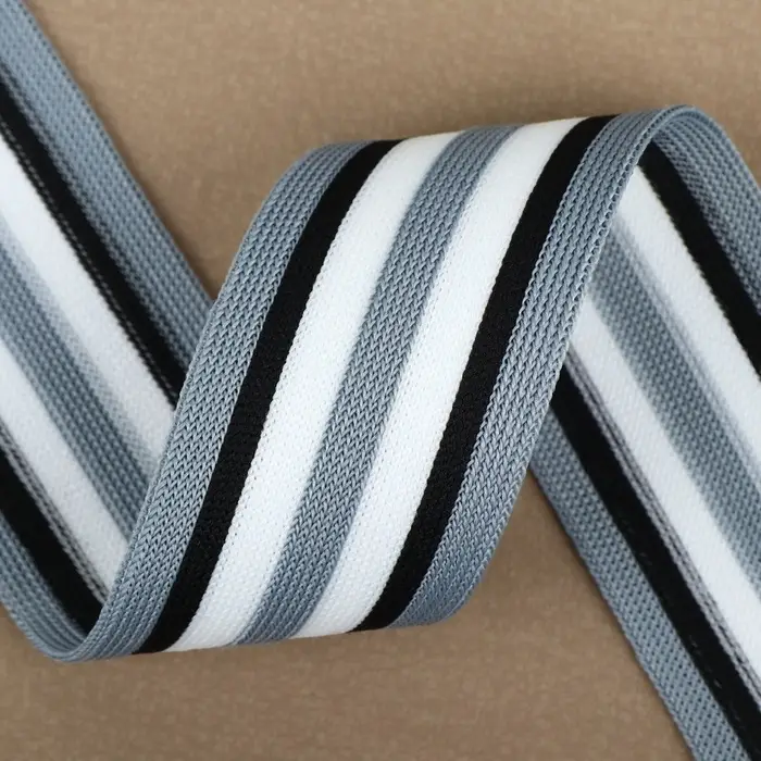 Тесьма трикотажная лампас 40 мм, 9&plusmn;0.5 м, серая, чёрная, белая