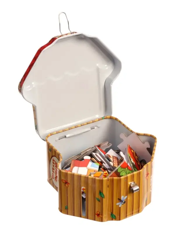 Фигурный пазл в металлической копилке с замочком "Теремок", 40 деталей