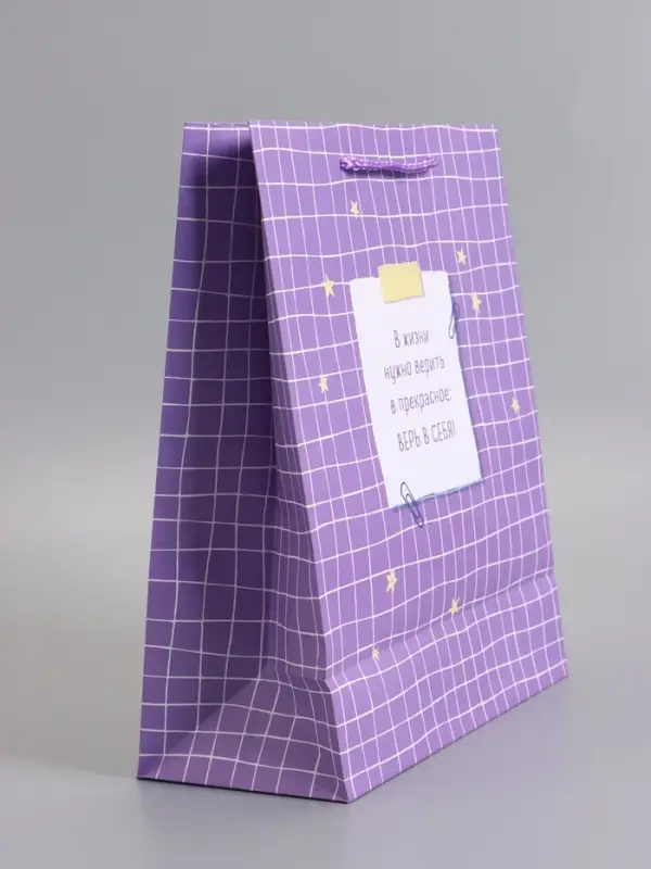 Пакет подарочный "Верь в себя" ламинированный 26 х 12 х 32 см