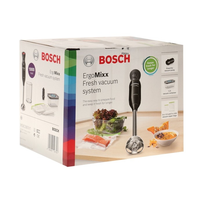 Блендер Bosch MS6CB61V1, погружной, 1000 Вт, 0.6 л, 12 скоростей, чёрный Блендер Bosch MS6CB61V1, погружной, 1000 Вт, 0.6 л, 12 скоростей, чёрный