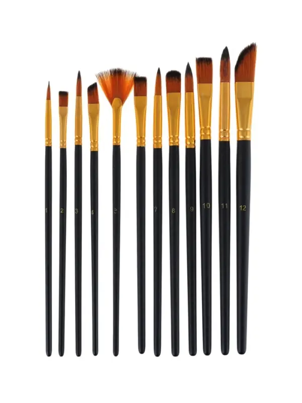 Набор кистей для рисования Calligrata, синтетика, 12 штук: № 1, 2, 3, 4, 5, 6, 7, 8, 9, 10, 11, 12