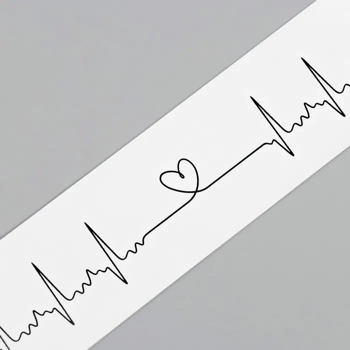 Переводная тату на тело чёрная «Браслет. Сердцебиение», 20×3 см