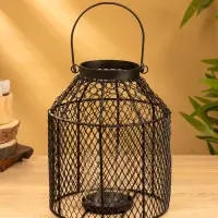 Подсвечник фонарь со стеклянной колбой 20х20х26 см, d 10 см, металл, цв. черный