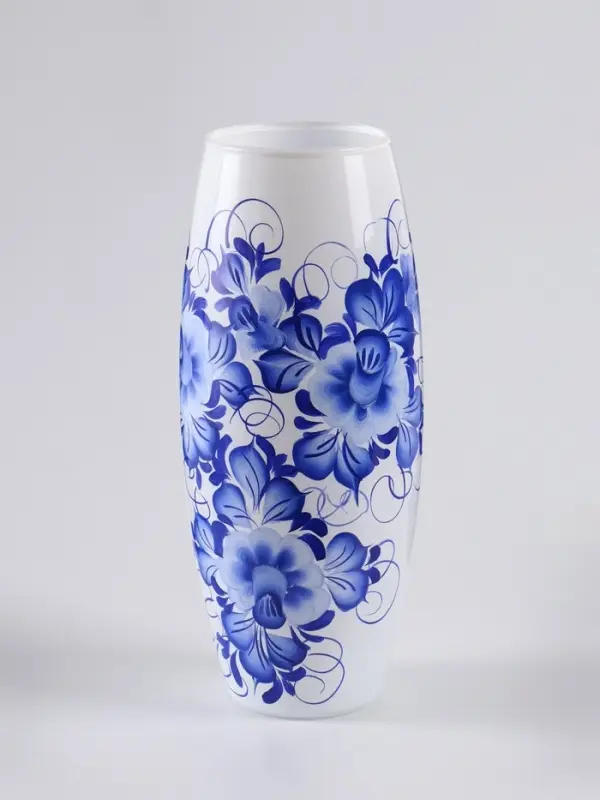 Ваза &laquo;Гжель на белом&raquo;, h=26 см, стекло