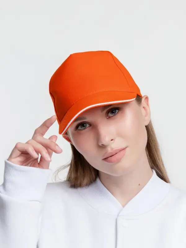 Бейсболка Classic, оранжевая с белым кантом Бейсболка Classic, оранжевая с белым кантом