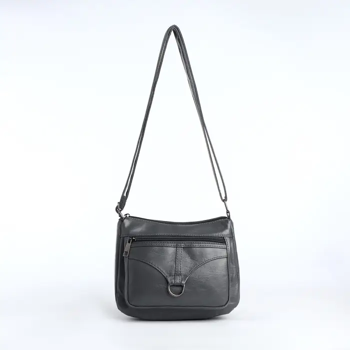 Сумка женская кросс-боди на молнии, 28&times;8.5&times;15 см, серая