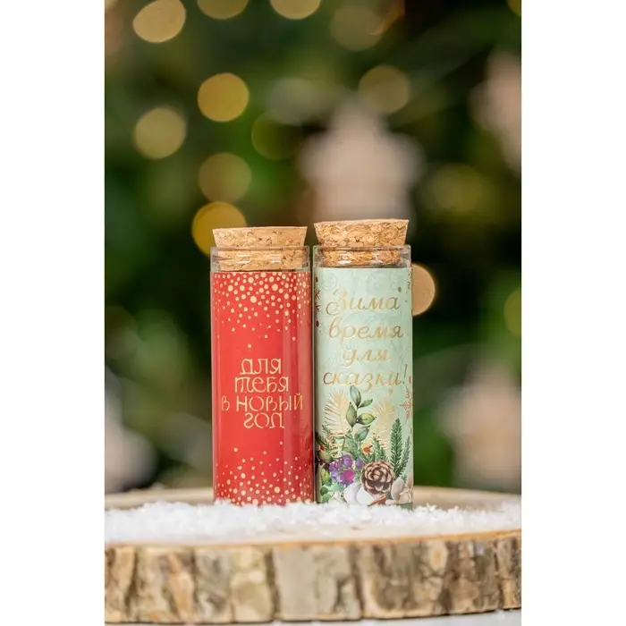 Свеча новогодняя, набор 2 шт., аромат мята и ваниль, 3&times;3&times;8 см