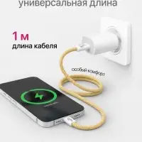 Кабель VIXION PRO VX-06c, Type-C -Type-C, 60 Вт, 3 А, 1 м, жёлтый