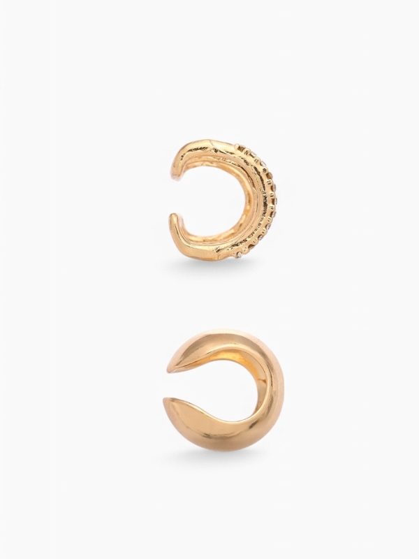 Серьги каффы, набор 2 шт. объёмные, цвет золото