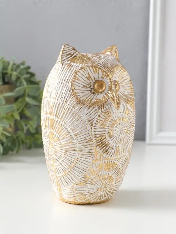 Сувенир полистоун "Филин. Золотые круги" 10х10х15,5 см