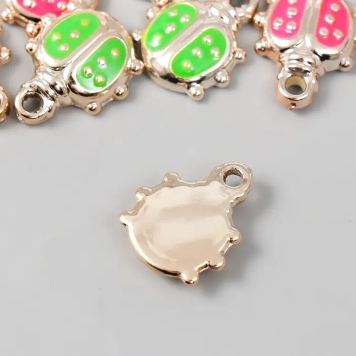 Декор для творчества пластик под металл "Божья коровка яркая" МИКС набор 10 шт 2,1х1,7 см