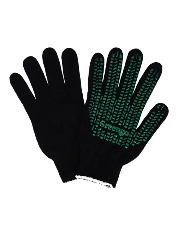 Перчатки садовые, хб, вязка 7 класс, 6 нитей, размер 10, с ПВХ точками, чёрные, Greengo