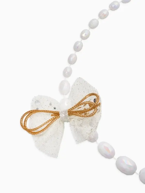 Бусы детские Выбражулька «Бант», граненые бусины, 40 см, цвет белый Бусы детские Выбражулька «Бант», граненые бусины, 40 см, цвет белый