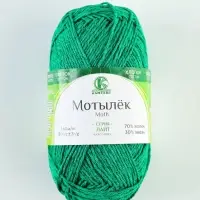 Пряжа &laquo;Мотылёк&raquo; 70% Хлопок, Лавсан 30% 140 м/50 г (044 трава)