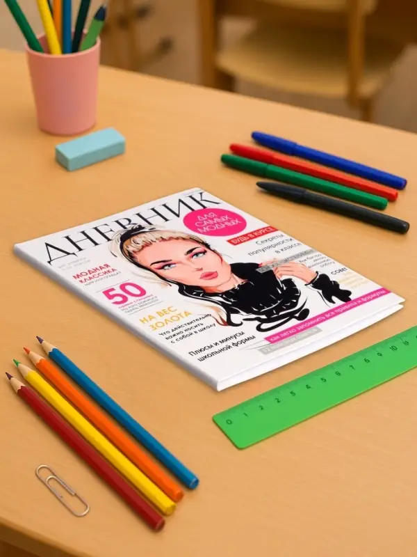 Дневник школьный для 5-11 классов, &laquo;Девушка. Глянцевый журнал&raquo;, интегральная (гибкая) обложка, матовая ламинация, выборочный лак, 48 листов