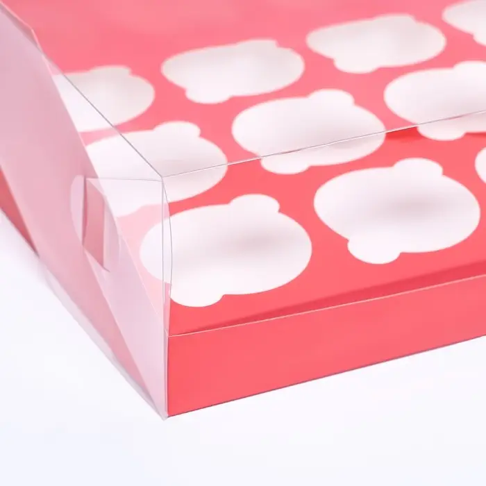 Кондитерская складная коробка для 12 капкейков 31×23.5×10 см, красная Кондитерская складная коробка для 12 капкейков 31×23.5×10 см, красная