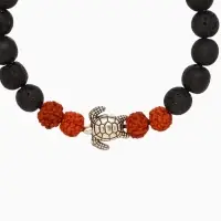 Браслет "Черепашка" лава, рудракша, длина 18 см, цв. чёрный, коричневый Браслет "Черепашка" лава, рудракша, длина 18 см, цв. чёрный, коричневый