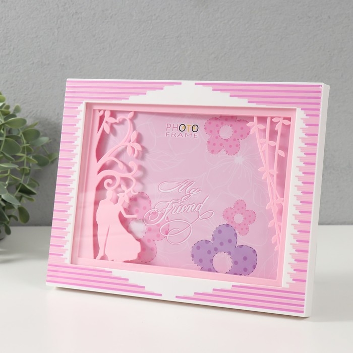 Фоторамка пластик 13х18 см  Фоторамка пластик 13х18 см "Прогулка по парку" розовая 23х2х18 см