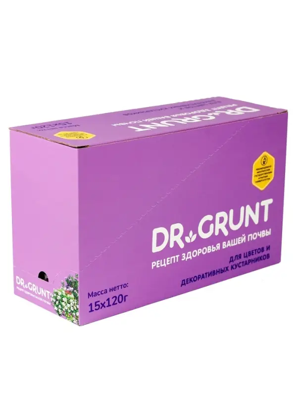 Удобрение минеральное для цветов и декаративных кустарников, Dr.Grunt шоу-бокс, 15 саше Удобрение минеральное для цветов и декаративных кустарников, Dr.Grunt шоу-бокс, 15 саше