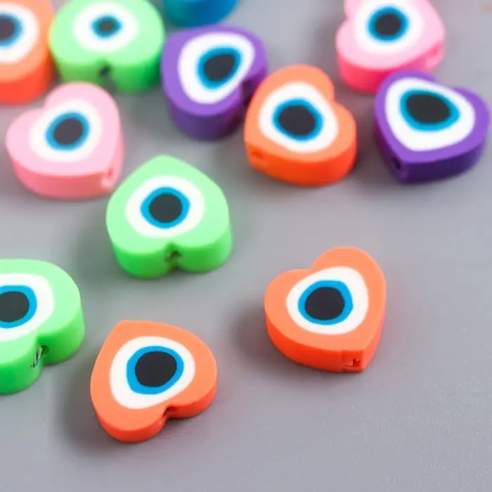 Набор бусин для рукоделия и плетения &laquo;Арт Узор. Сердечки от сглаза&raquo;, 25 шт., цветные, PVC, 0.5&times;1&times;1.1 см