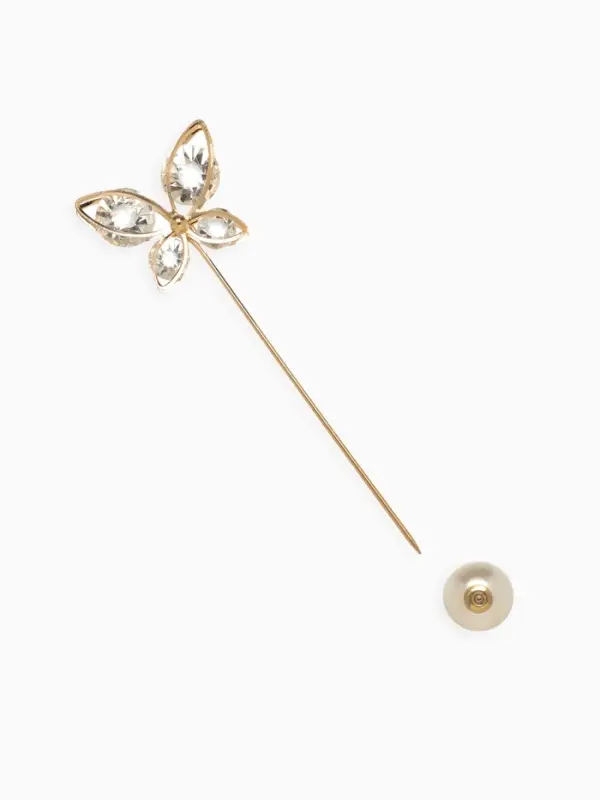Булавка&laquo; Бабочка объемная&raquo;, 8.5 см, белая в золоте