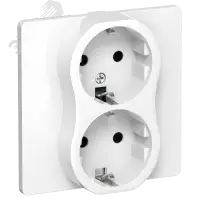 FLITE Розетка 2-местная с заземлением без защитных шторок безвинтовое крепление 16А в сборе РС12-1-К-ФлБ белый IEK