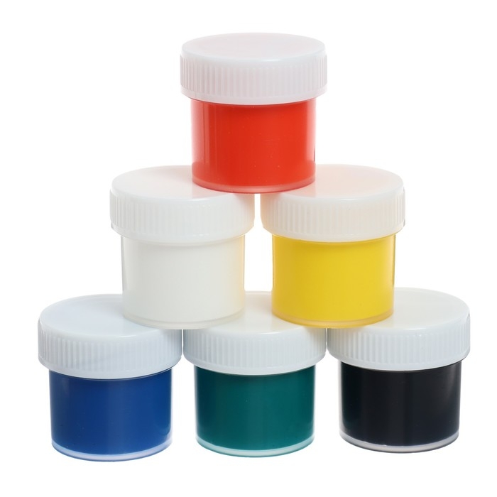 Краска акриловая, набор 6 цветов х 20 мл,  Краска акриловая, набор 6 цветов х 20 мл, "Луч", художественные