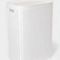 Плетёная корзина для белья с крышкой &laquo;Лён&raquo;, 75 л, 43&times;32&times;60 см, белая