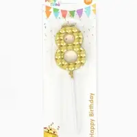 Свеча для торта &laquo;Элемент&raquo;, цифра "8" золотая