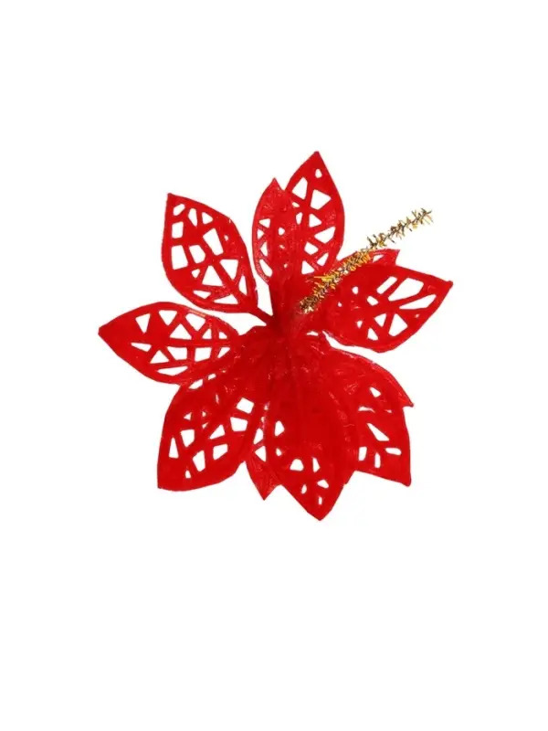 Ёлочные игрушки 6 шт. &laquo;Зимнее волшебство. Резной цветок&raquo; пластик, 7 см, красный
