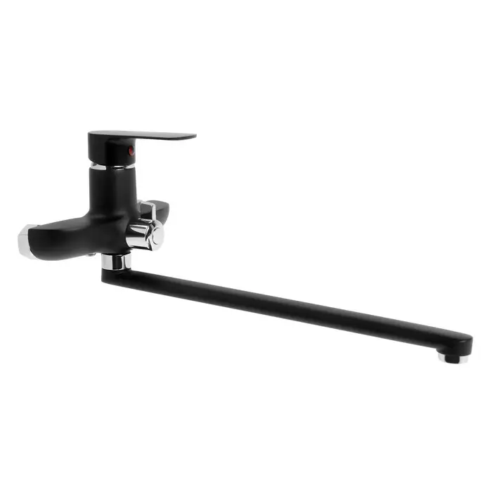 Смеситель для ванны ZEIN Z2493, излив 35 см, картридж 35 мм, с душ набором, черный/хром Смеситель для ванны ZEIN Z2493, излив 35 см, картридж 35 мм, с душ набором, черный/хром