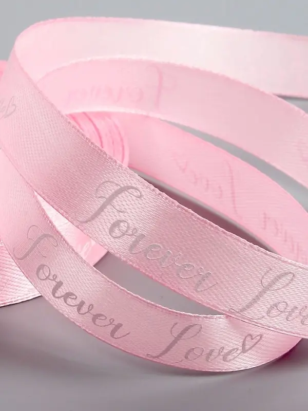 Лента атласная &laquo;Forever love&raquo;, 15 мм, 23&plusmn;1 м, розовый