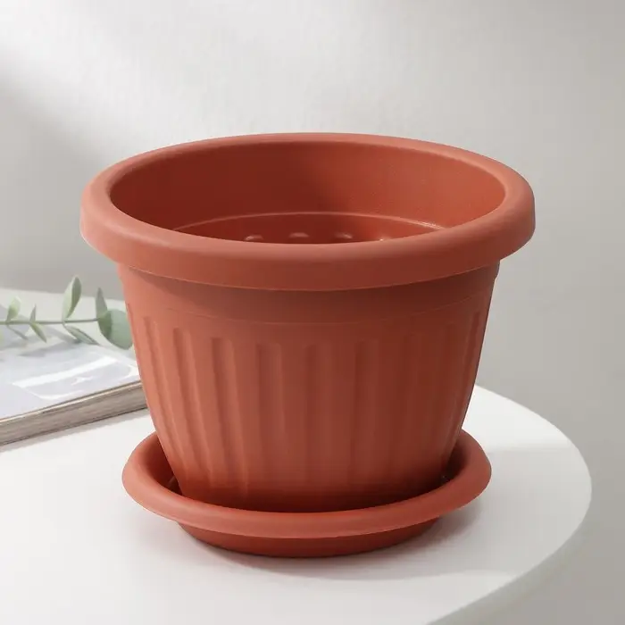 Горшок для цветов с поддоном «Сильвер ЭКО», 1,9 л, d=18 см, цвет терракотовый Горшок для цветов с поддоном «Сильвер ЭКО», 1,9 л, d=18 см, цвет терракотовый