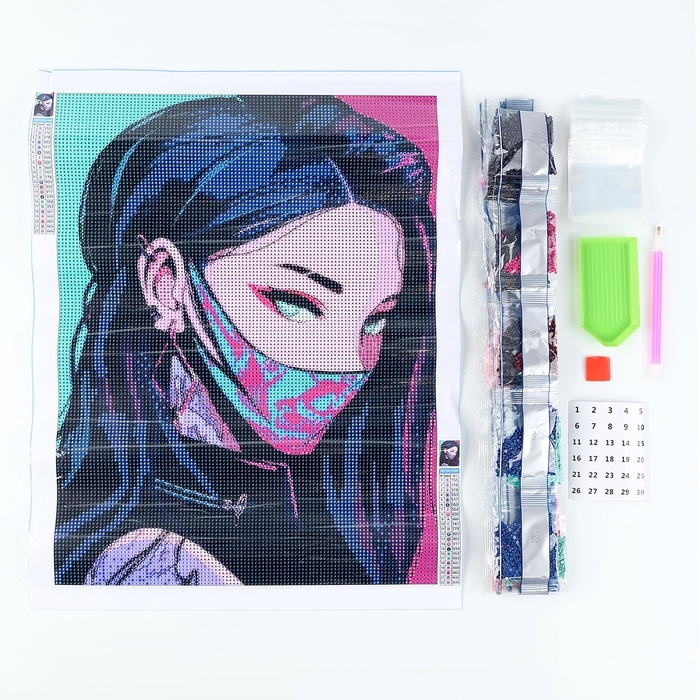 Алмазная мозаика с полным заполнением на холсте «Девушка неон», 30 х 40 см Алмазная мозаика с полным заполнением на холсте «Девушка неон», 30 х 40 см