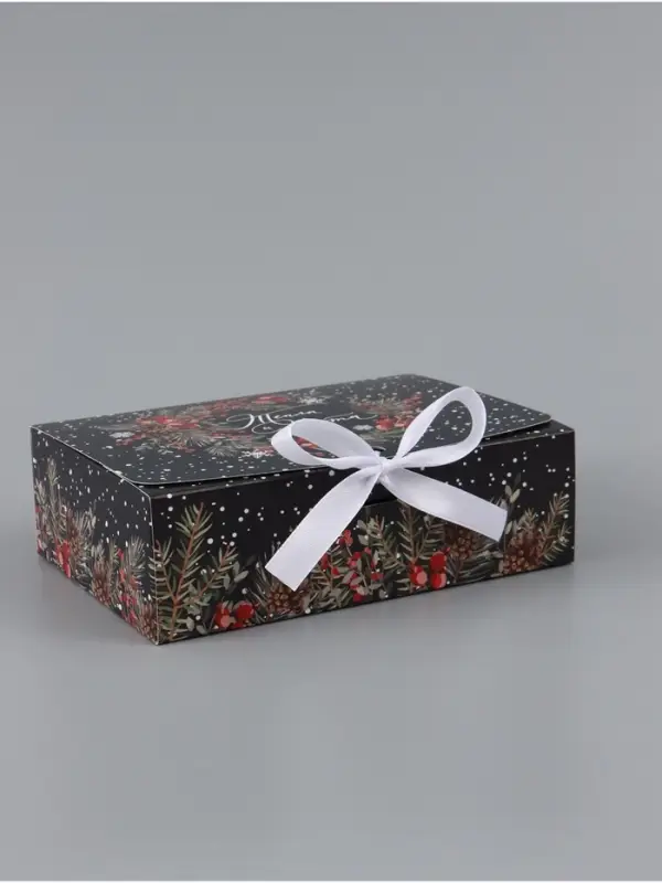 Коробка подарочная новогодняя складная &laquo;Новогодняя ботаника&raquo;, 16.5&times;12&times;5 см, Новый год