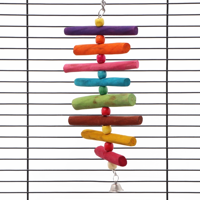 Игрушка для птиц с бусинами и колокольчиком, 18 х 10 см Игрушка для птиц с бусинами и колокольчиком, 18 х 10 см