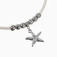 Кулон на шнурке &laquo;Морская звезда&raquo;, L=45 см, бело-серебристый