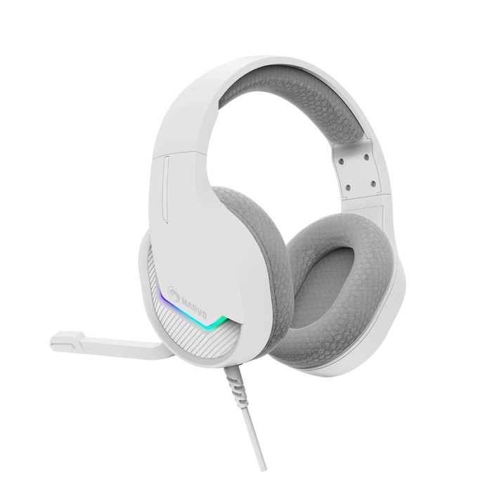 Наушники Marvo H8618 WH, игровые, полноразмерные, микрофон, USB, 2 м, RGB, серый Наушники Marvo H8618 WH, игровые, полноразмерные, микрофон, USB, 2 м, RGB, серый